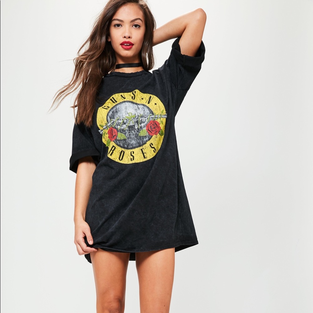 Missguided Guns N Roses Quarter Sleeves Dress
